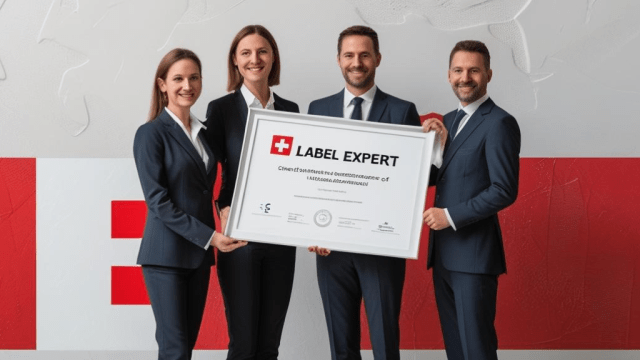 Team Entreprise en Suisse arborant fièrement un certificat entreprise Label Expert 2025